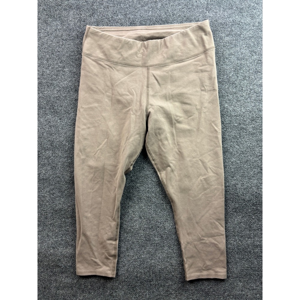 Pact Cropped Leggings Women L Tan Organic Cotton Stretch Capri 67289